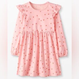 Hanna Andersson Balloon Sleeve Heart Knit Dress In Cotton Jersey Petal Pink Sz10